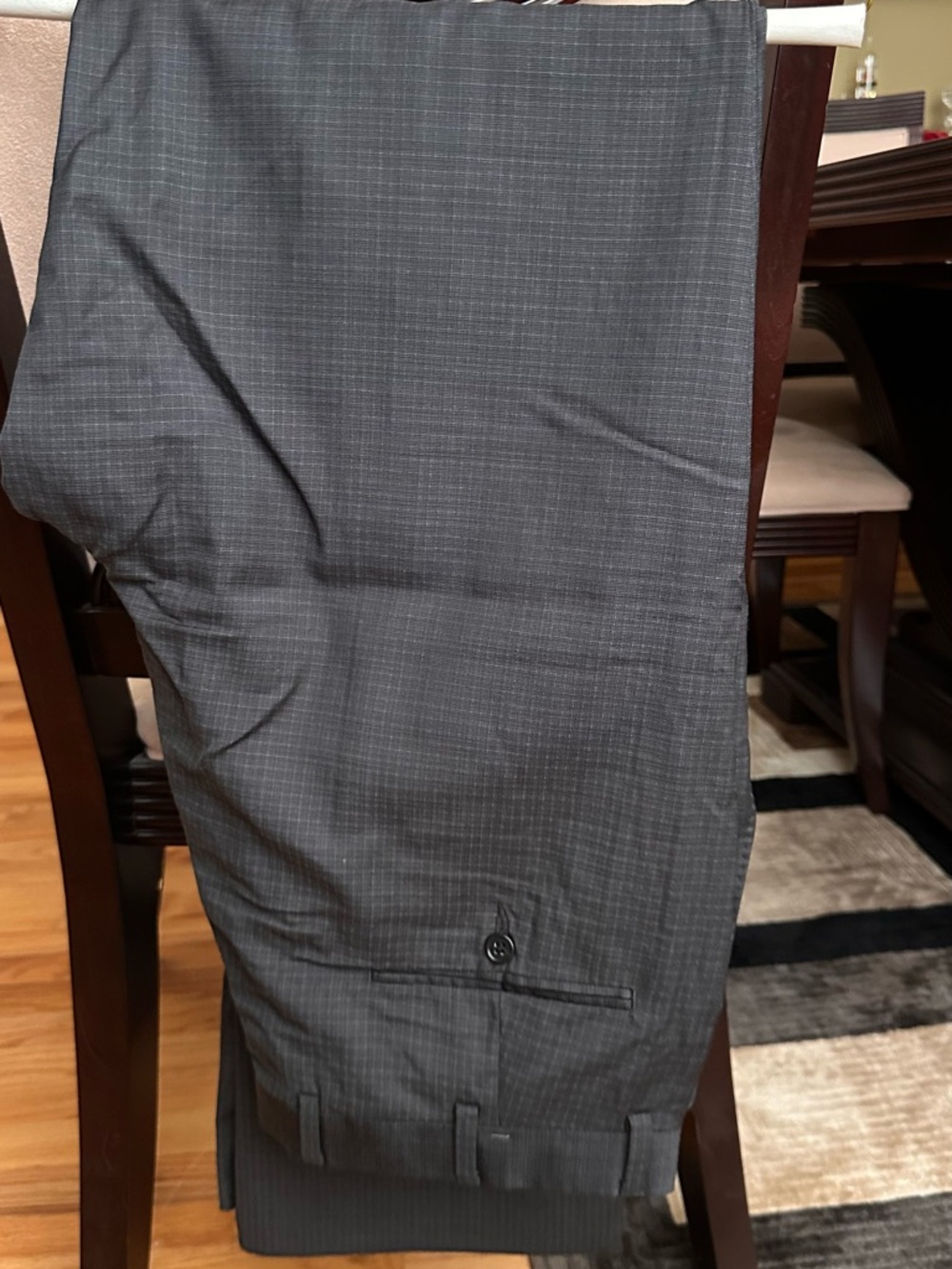 Hart Schaffner Marx charcoal gray dress trousers with subtle windowpane